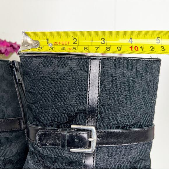 Coach Gretal Signature Slim Heeled Square Toe Ankle Bootie Boots Black Size 9 B - Picture 8 of 16